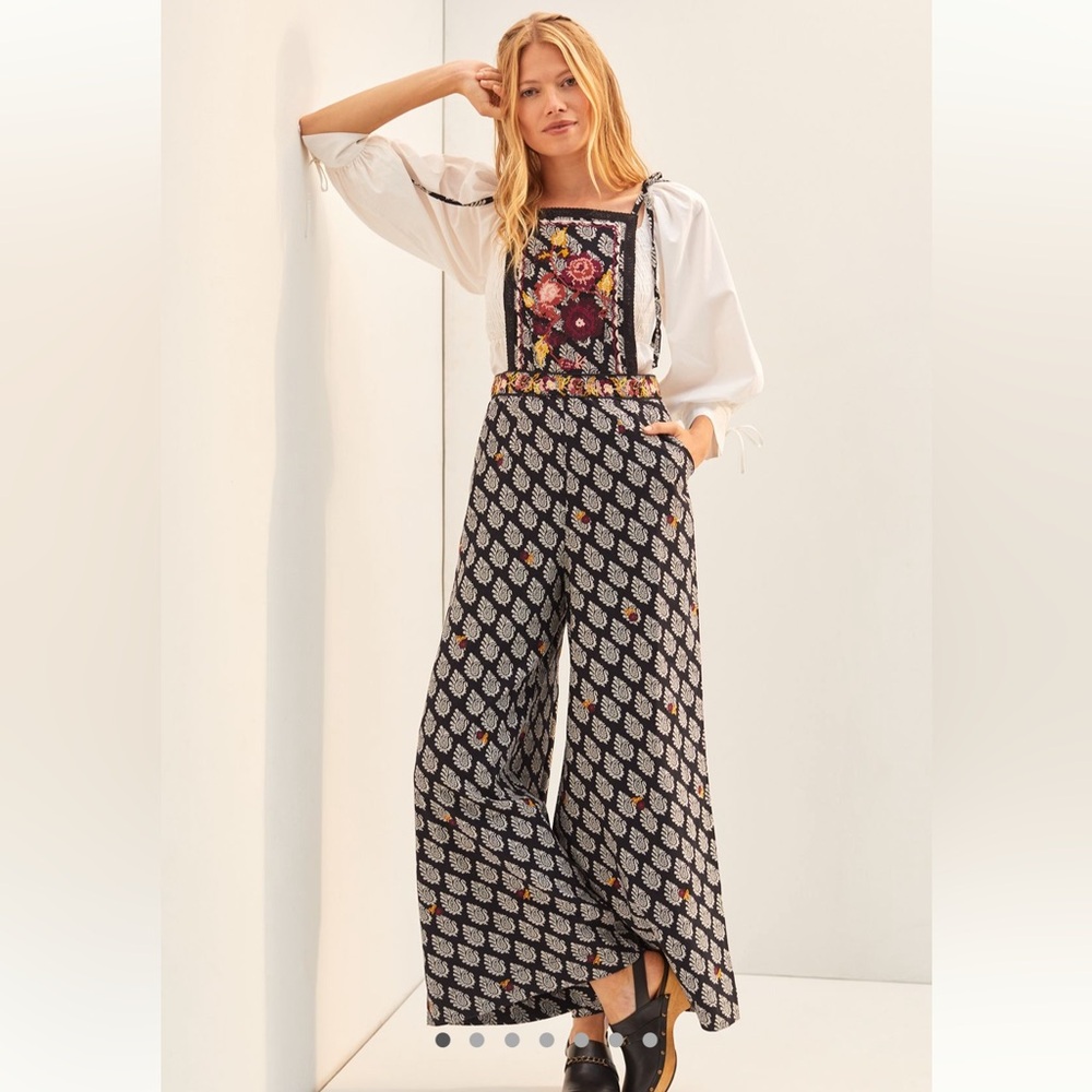 Embroidered Wide-Leg Jumpsuit